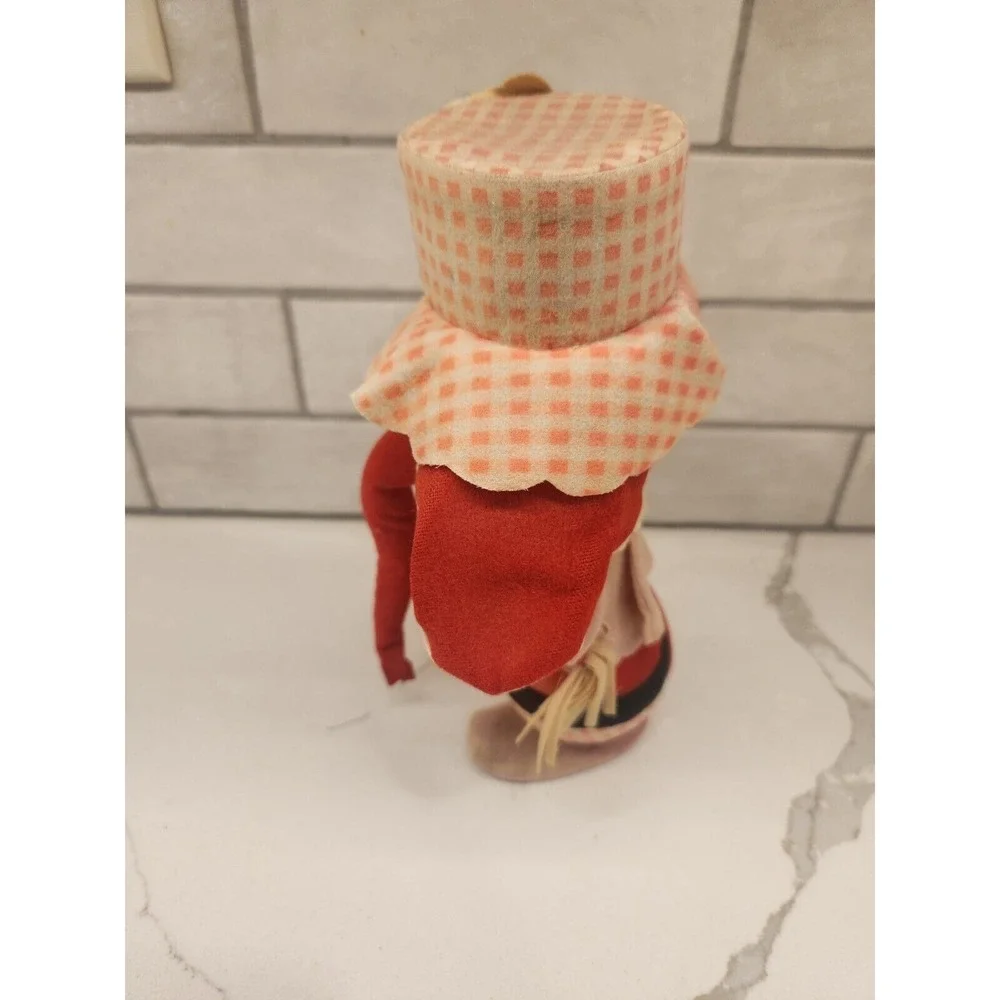 Vintage Styrofoam Felt‎ Red Elephant Poseable Ears Pink Hat Holding Flowers